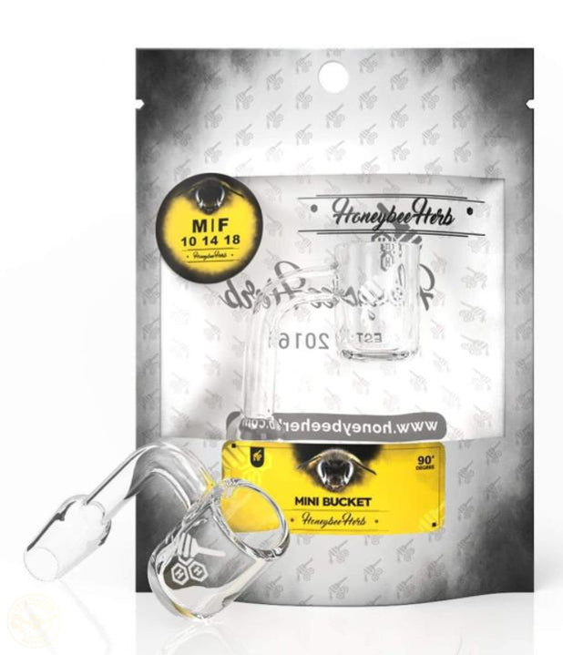 Honeybee Herb White Line 90° Mini Bucket Quartz Banger-Crystallized Nectar