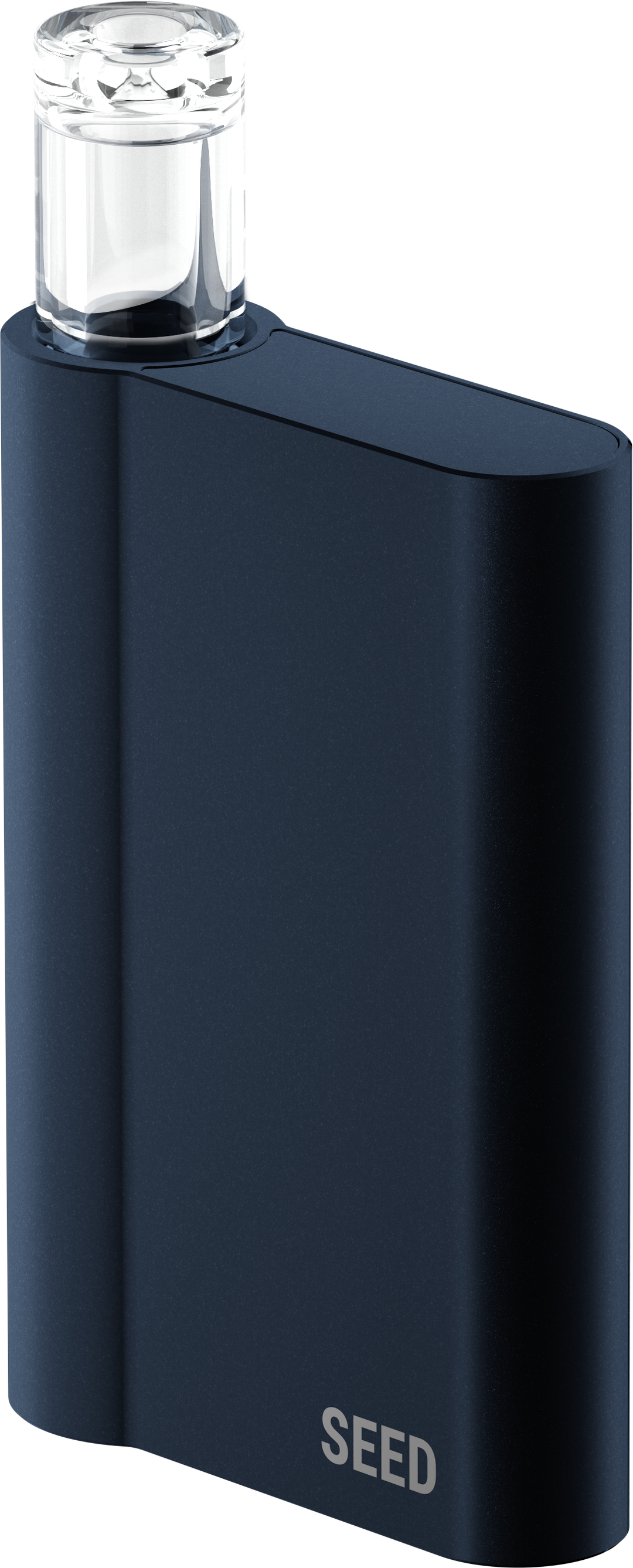 AVD Seed Blue vaporizer battery showcasing its sleek design and blue finish, with a clear display of the magnetic connection and easy-to-use voltage control switch.