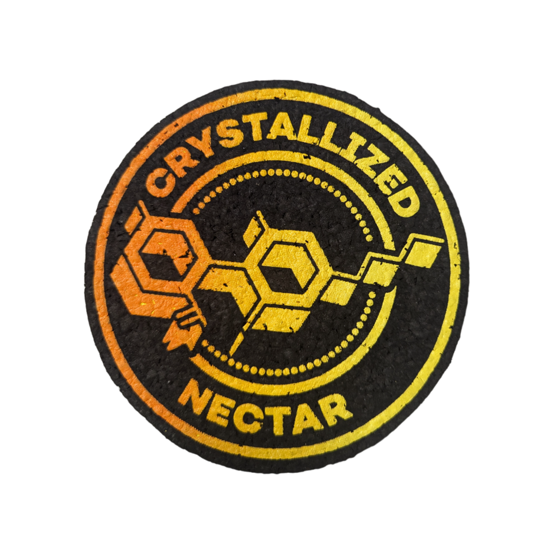 A Crystallized Nectar 5-inch mood mat made of high-temperature resistant vulcanized rubber, displayed on a pristine white background. Perfect for dabbing tools, smoking accessories, or as a stylish coffee coaster