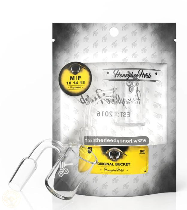 Honeybee Herb White Line 90° Original Bucket Quartz Banger-Crystallized Nectar
